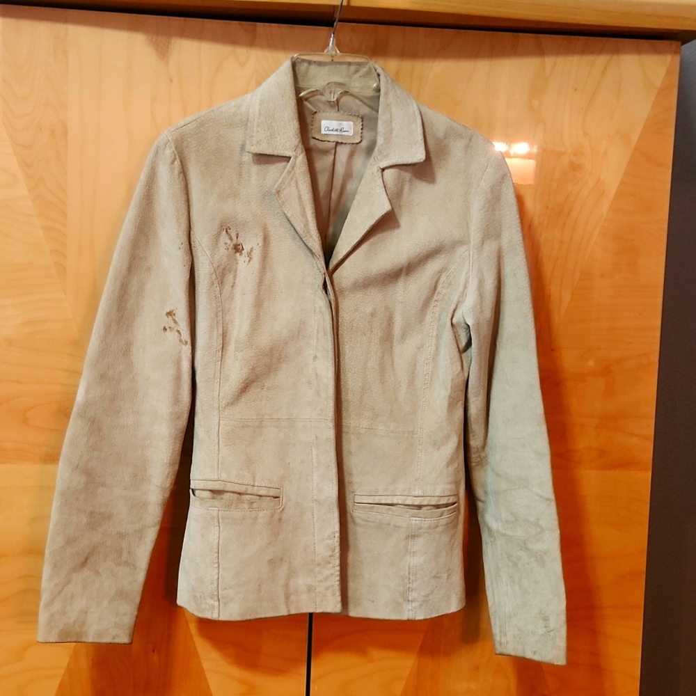 Charlotte Russe tan vintage leather blazer jacket size small